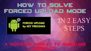 HOW TO SOLVE FORCED UPLOAD MODE