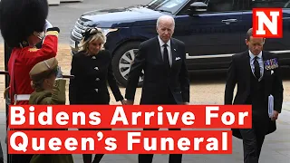 Bidens Arrive For Queen Elizabeth II’s Funeral At London's Westminster Abbey