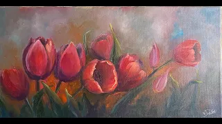 Springtime Tulips Learn to oil paint