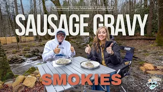 We Made SAUSAGE GRAVY by the Creek in THE SMOKY MOUNTAINS ! (Gatlinburg)