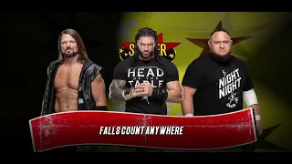 WWE Triple Threat Fall Count Anywhere Match A J Style, Roman Reings & Samoa Joe