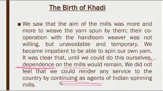 B.A./B.Com./B.Sc. Part-I, English #The Birth of Khadi (Part-III)