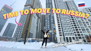 premium neighborhood in Moscow *a lot of snow* ⛄ Russia vlog