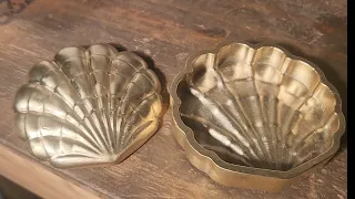 melting 13 lbs of brass into a sea shell dish