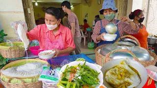 Most Famous Cambodian Food - $0.875 For A Bowl Of Khmer Rice Noodle With Gravy -Nom Banhjok