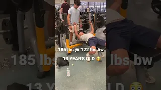13 year old hits 185 lb bench press! Comment your prs