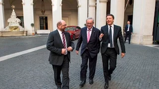 Renzi riceve Juncker e Schulz a Palazzo Chigi (05/05/2015)