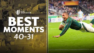 Shocks, tries and world record highs! | 40-31 Best Rugby World Cup Moments