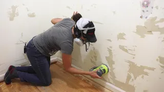 How to Remove Wallpaper Easily (and Repair the Drywall) - PART 1 of 3 - Thrift Diving