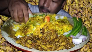 Naga delicacy  || eating spicy silk worm || omlet dall and peanut curry || kents vlog.