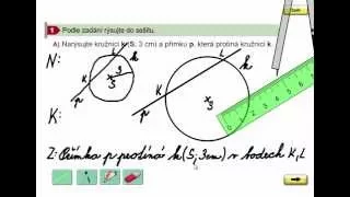 Vzájemná poloha kružnice a přímky, Geometrie 3. ročník, strana 51, cvičení 1A