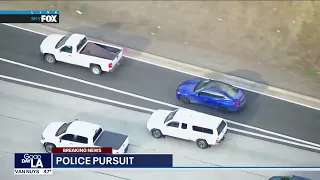 Police Chase: CHP in pursuit of a vehicle in Santa Clarita