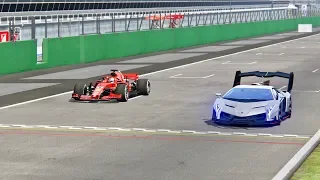 Ferrari F1 2018 vs Lamborghini Veneno Monster - Monza
