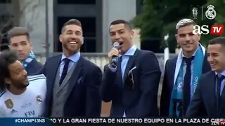 Cristiano Ronaldo Singing „Hala Madrid y Nada Mas“   Real Madrid CL Celebration at Cibeles   2018via