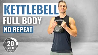 20 Min FULL BODY KETTLEBELL WORKOUT for Strength and Power | No Repeat