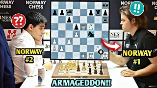 Magnus Carlsen HUNTS DOWN Aryan Tari's King in ARMAGEDDON!!😱|| Norway Chess 2023 🏆