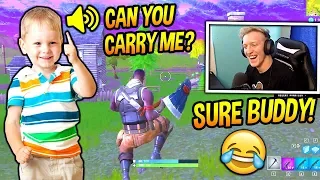 TFUE PLAYS FORTNITE WITH A CUTE LITTLE KID! *ADORABLE* Fortnite SAVAGE & FUNNY Moments