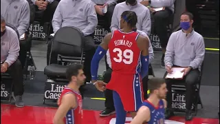 Sixers' Dwight Howard gets his shorts ripped by Isaiah Stewart, then gets slapped with a technical