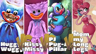 Huggy Wuggy Vs Kissy Missy Vs PJ Pug-A-Pillar Vs Mommy Long Legs | Smash Colors 3D - Beat Roller