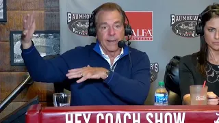 Coach Saban discusses Alabama's O-Line for 5 minutes with Caller on Radio Show