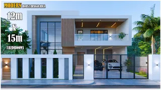 House Design 2 storey | Modern House | 12m x 15m with 5 Bedrooms