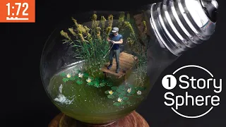 New Year's gift for the fisherman. Diorama in a light bulb. OneStorySphere 1:72.