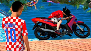 GTA V: VIDA REAL | MEU AMIGO CAIU COM A MOTO DA MINHA MÃE NA PISCINA🔥