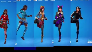 Springy Emote, 5 outfits performing, same timing