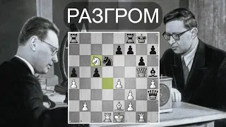 В.Смыслов - М.Ботвинник 👑 Разгром в Грюнфельде 👊 11-я партия матча-реванша. Шахматы