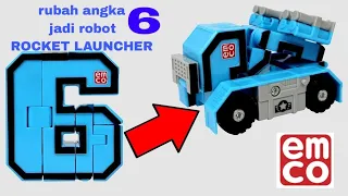 Angka 6 Pocket Morphers | Rocket Fire | emco | Mega-Botz | Number 6 Transformer , angka 6 jadi robot