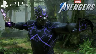 Marvel's Avengers - Black Panther Shadow Physics Suit Gameplay 4K 60FPS (PlayStation 5)