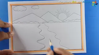 Scenery drawing pencil | Mountain Scenery