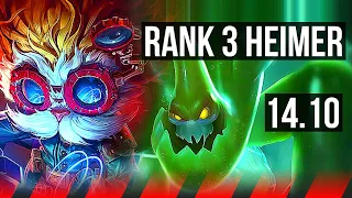 HEIMERDINGER vs ZAC (TOP) | Rank 3 Heimer, 4/0/1, 800+ games | KR Grandmaster | 14.10