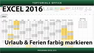 Urlaub und Ferien im Kalender farbig markieren (Excel)