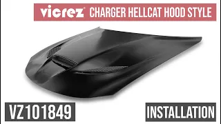 Dodge Charger Hellcat Hood Style w/Air Vent Scoop vz101849 | Installation 2015-2023