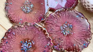 Gorgeous Fuchsia Resin Coasters With Glitter
