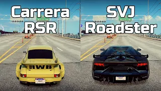 NFS Heat: Porsche 911 Carrera RSR 2.8 vs Lamborghini Aventador SVJ Roadster - Drag Race