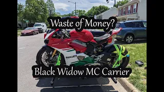 REVIEW AND INSTALL BLACKWIDOW MOTORCYCLE CARRIER HAULER  DUCATI , HONDA, KAWASAKI, YAMAHA, APRILIA