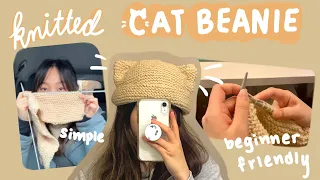 How to Knit a Cat Ear Beanie for beginners, quick and easy tutorial!