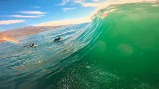 SURFING RINCON ON A RETRO FISH FOR THE FIRST TIME (POV RAW SURF) WAIST TO CHEST SURF AT RINCON POINT