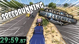 Attempting to Speedrun a delivery in American Trucking Simulator