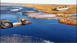 Вижас.Спасение утопленного квадроцикла.Эвакуация снегоходом Буран.