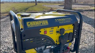 Champion Generator 11500/9200w - First Run, House Inlet Receptacle