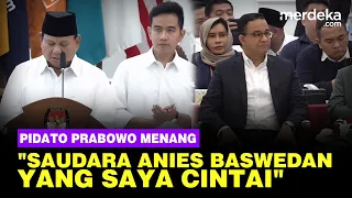 Salam Cinta Prabowo untuk Anies-Muhaimin, Pidato Perdana Presiden Terpilih di KPU