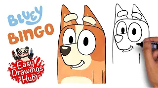 How to draw Bingo from Bluey in 4 minutes - Easy Drawing