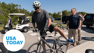 President Biden 'good' after falling off his bike at Delaware beach | USA TODAY