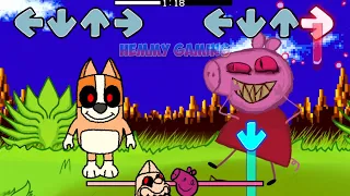 [SWAP] FNF Peppa ALL PHASES vs Bluey.Exe, Bingo Pibby & Muffin Spooky Sings Chasing | Tails.Exe V2