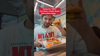 Trying the new HOT ONES x SHAKE SHACK Spicy Menu Items! 🌶️ 🍔#shorts #shakeshack #hotones