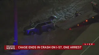 Carjacking leads to high-speed chase, ends with car in ditch along northbound I-57