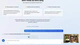 Demonstração do novo Bing AI em Português